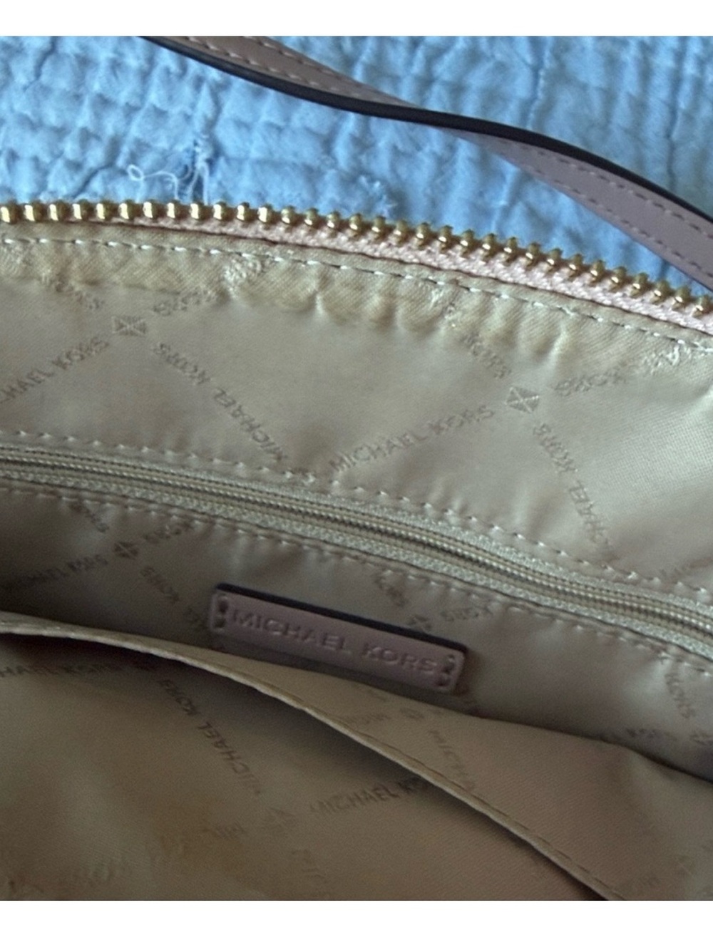 Michael Kors Blush and White Stripe Signature Crossbody - Picture 2 of 3